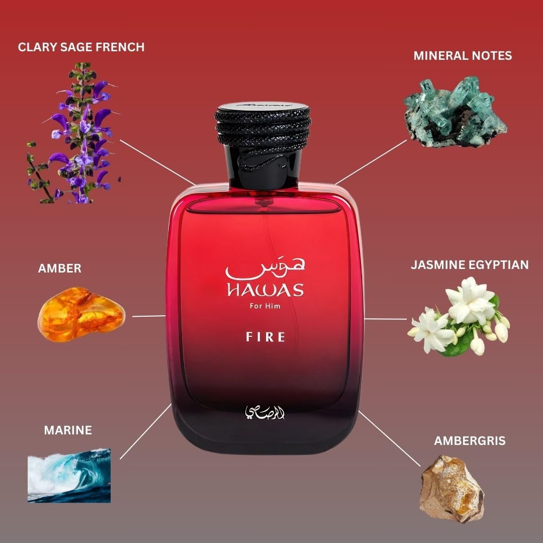 Hawas Fire by Rasasi for Men - 3.38 oz EDP Spray